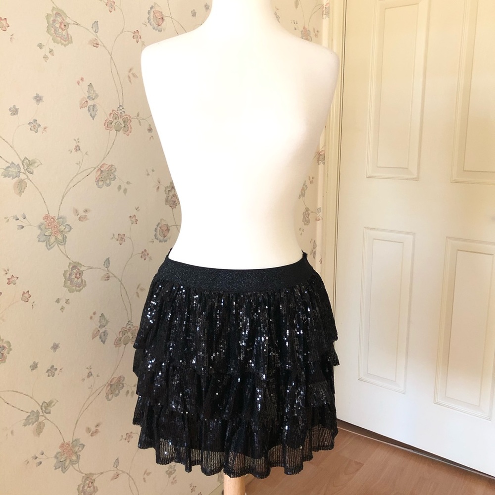 Love Culture Tiered Sequined Elastic Miniskirt